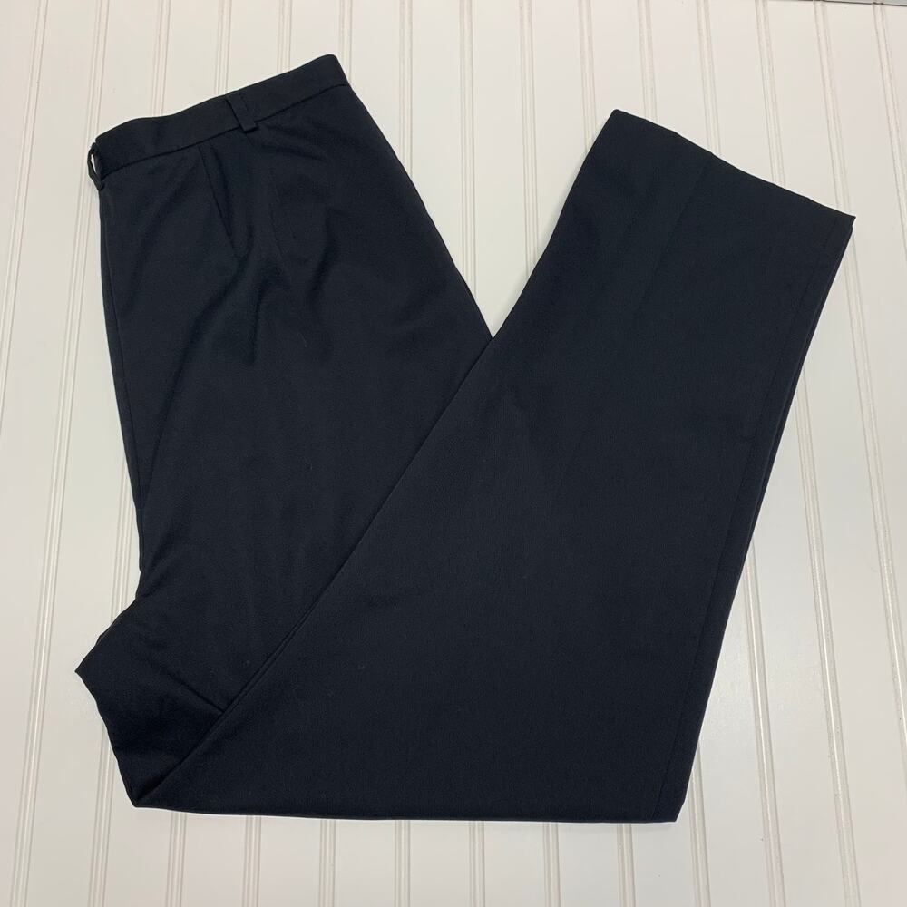 NWT Lands' End Black Pleat Front Trouser Sz 16 Chinos Preppy Minimalism